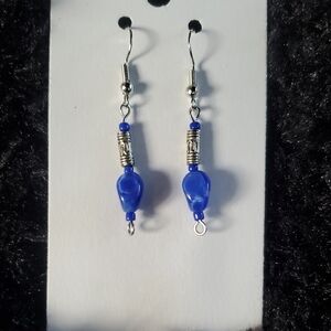 Elegant Blue Beaded Earrings